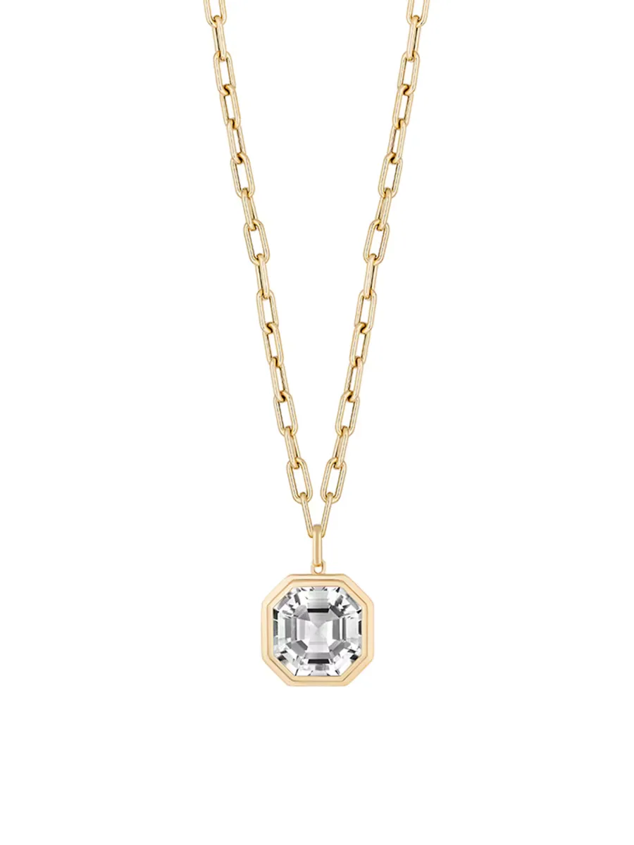 Manhattan 18K Yellow Gold & Rock Crystal Pendant Necklace by Goshwara
