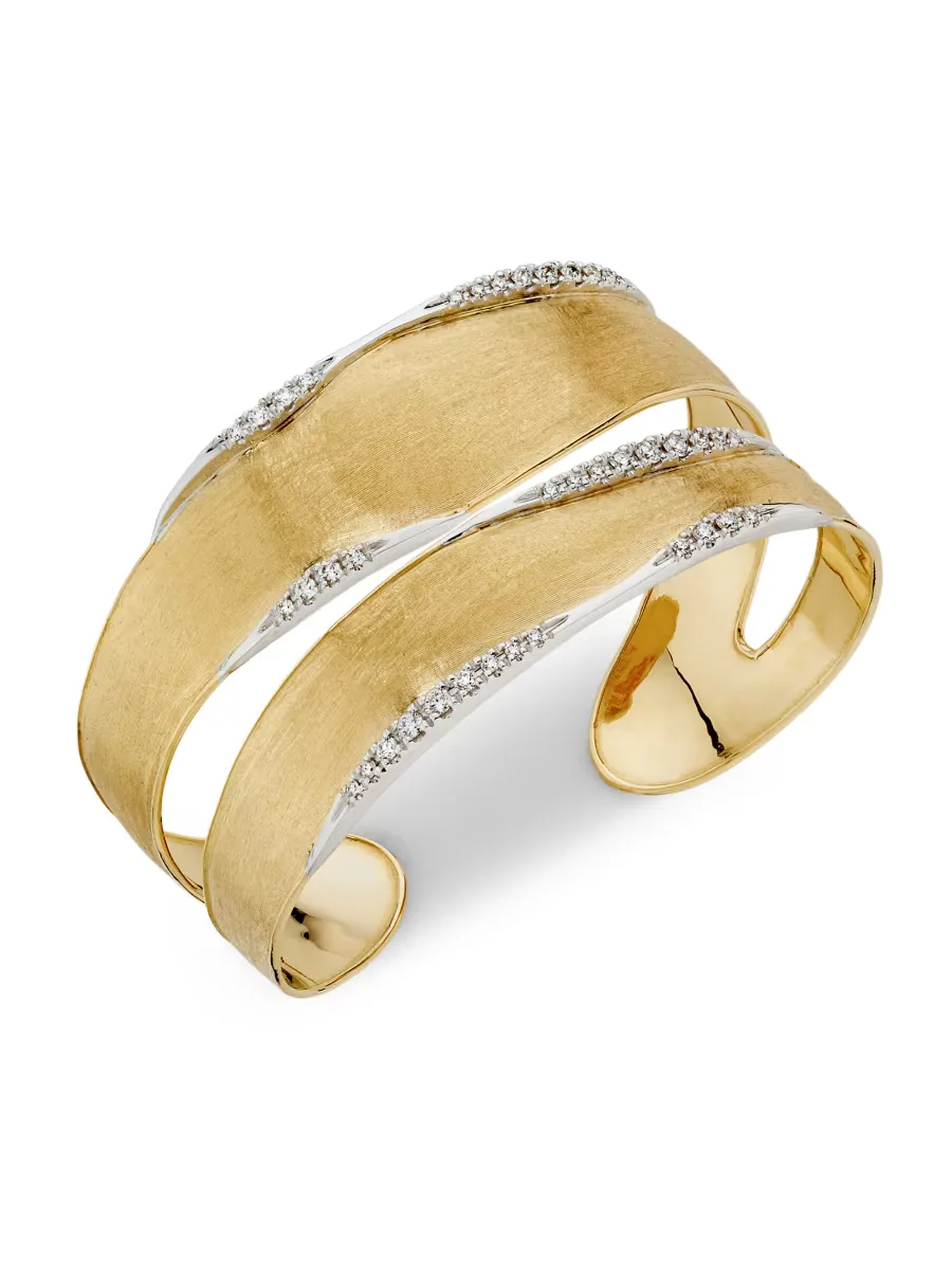 Lunaria Two-Tone 18K Gold & 0.63 TCW Diamond Split Cuff by Marco Bicego