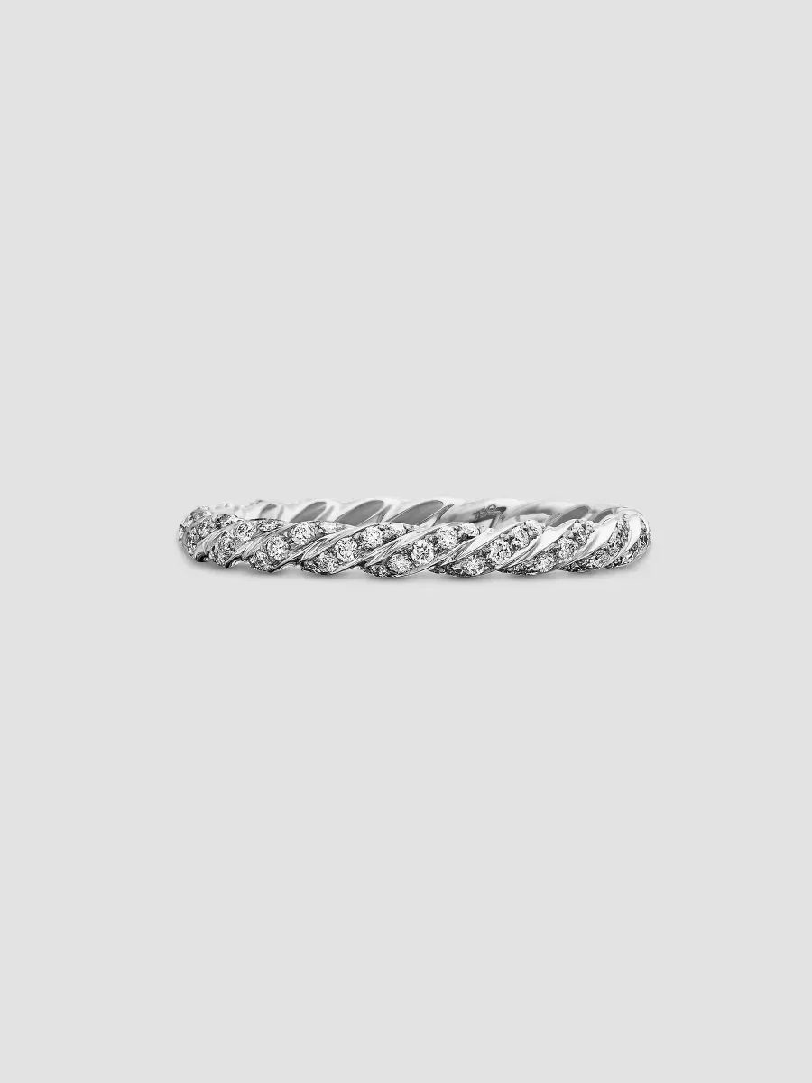 Pav Petite Band Ring in 18K White Gold - Diamond by David Yurman
