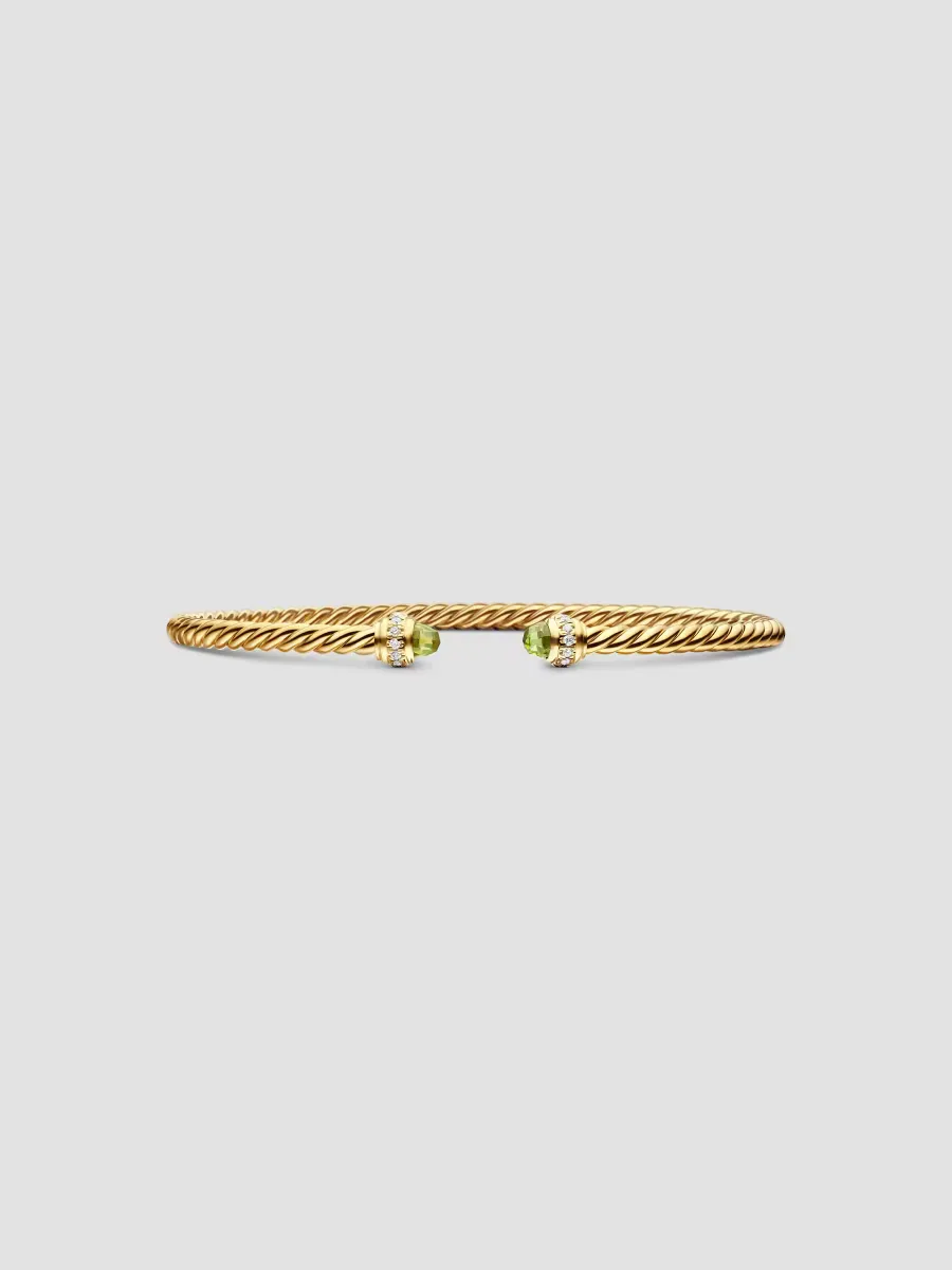 Cablespira Color Bracelet in 18K Yellow Gold with Pav Diamonds - Peridot by David Yurman