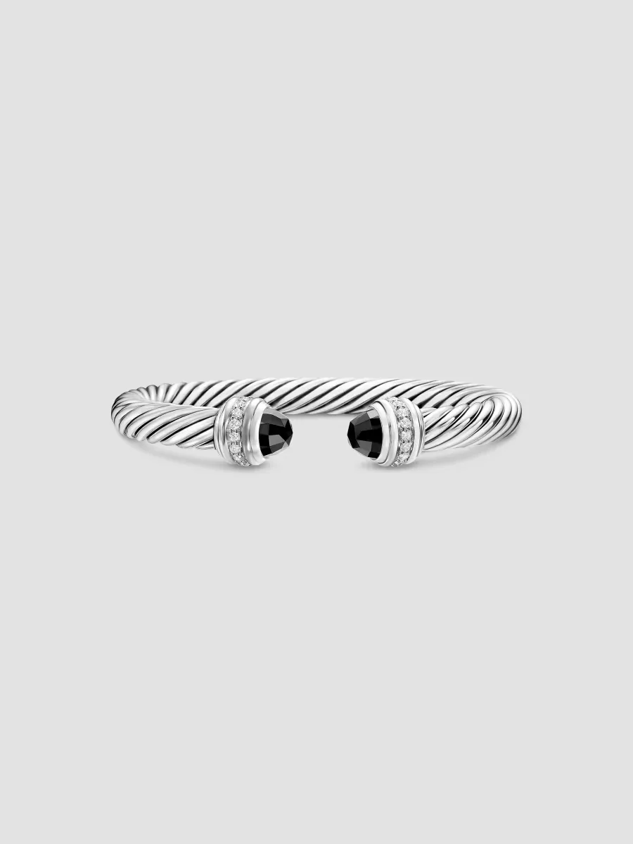 Classic Cable Bracelet in Sterling Silver - Black Onyx by David Yurman