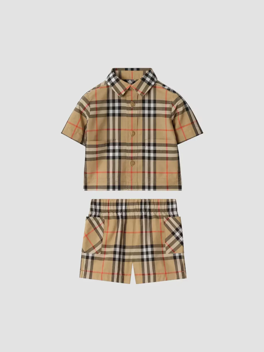 Check Short-Sleeve Shirt & Shorts Set by Burberry