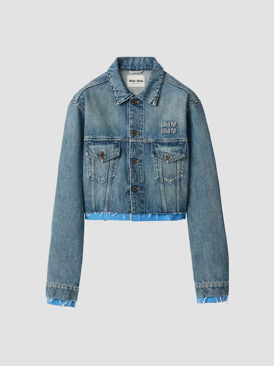 Denim and Poplin Trucker Jacket by Miu Miu