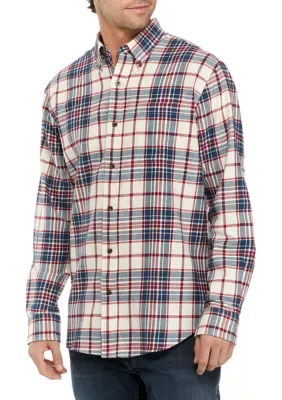 Long Sleeve Flannel Plaid Button Up Shirt by Saddlebred