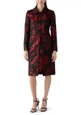 3 Button Peter Pan Collar Jacquard Topper by Kasper