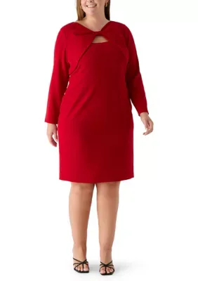 3/4 Sleeve Twist Keyhole Sheath Dress by Kasper