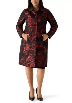 Three Button Peter Pan Collar Jacquard Topper by Kasper