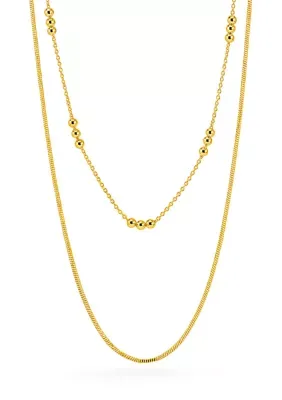 Plated Twisted Snake & Cable Beaded Double Layered Necklace Set, 20 In by Belk Silverworks
