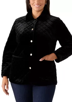 Velvet Quilted Snap Front Jacket by Jones New York