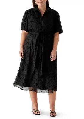 Short Sleeve Chiffon Shirtdress by Sandra Darren