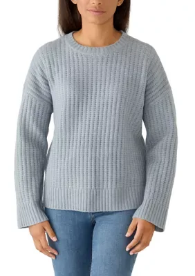 Long Sleeve Crew Neck High Low Textured Sweater by Olive  Oak