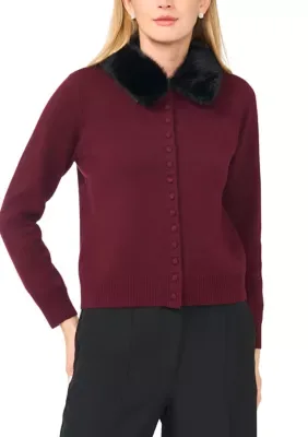 Fur Collar Cardigan Sweater by Ted Baker