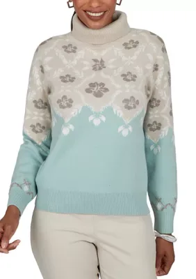 Floral Fairisle Turtleneck Sweater by Ruby Rd