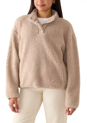 Mock Neck Sherpa Pullover by Olive  Oak