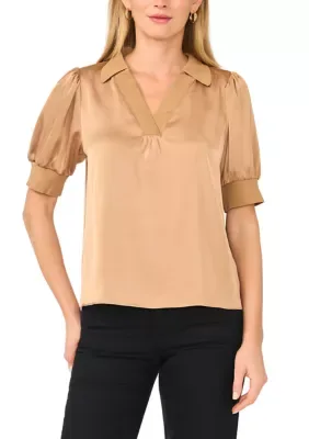 Puff Sleeve V-Neck Blouse by Vince Camuto