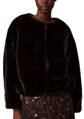 Faux Shearling Shawl Collar Coat by Calvin Klein