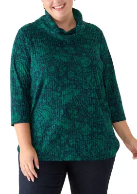 3/4 Sleeve Hacci Cowl Neck Top by Kim Rogers