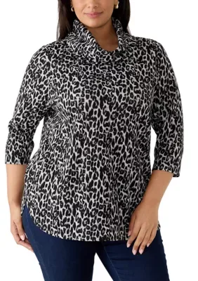 3/4 Sleeve Hacci Cowl Neck Shirt by Kim Rogers