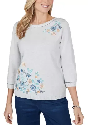 Ann Arbor Embroidered Flowers Sweater by Alfred Dunner