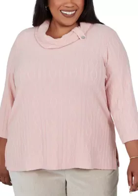 Ann Arbor Plush Cable Knit Top by Alfred Dunner