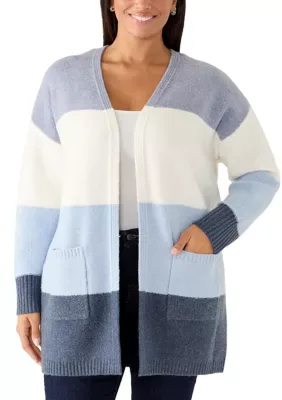 Long Sleeve Wide Striped Cardigan by Olive  Oak