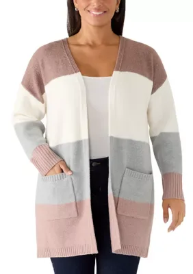 Long Sleeve Wide Striped Cardigan by Olive  Oak