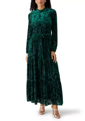 Burnout Long Sleeve Fit and Flare Dress by Maison Tara