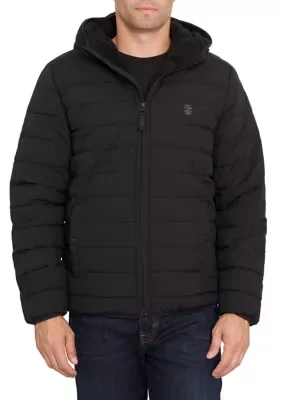 Stretch Sherpa Lined Puffer Jacket by IZOD