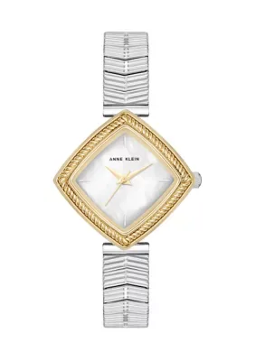 Quartz Square Two-Tone Alloy Metal Bracelet Watch by Anne Klein