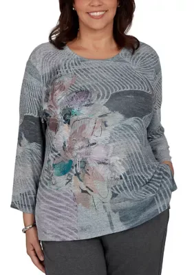Regent Street Ribbon Floral Knit Top by Alfred Dunner