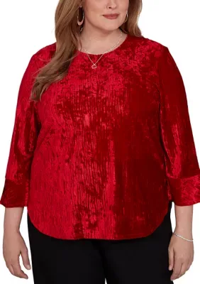 Dinner Theater Crushed Velvet Top by Alfred Dunner
