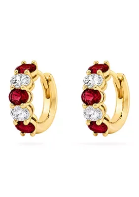 Gold Plated Oval Cubic Zirconia Huggie Earrings by Belk Silverworks
