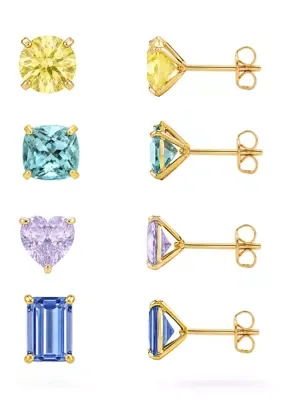 Plated Crystal Multi Shape & Color Stud Earrings Snap Set by Belk Silverworks