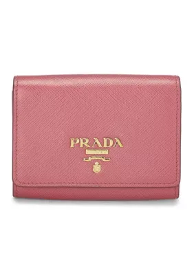 Prada Saffiano Compact Snap Wallet by What Goes Around Comes Around