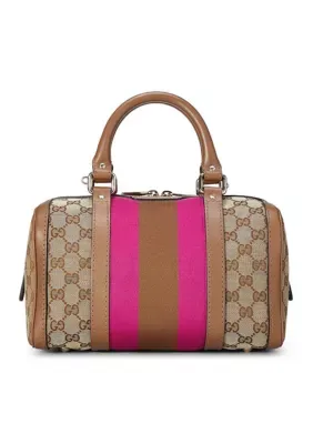 Gucci Medium GG Canvas Web Joy Boston Bag Satchel by What Goes Around Comes Around