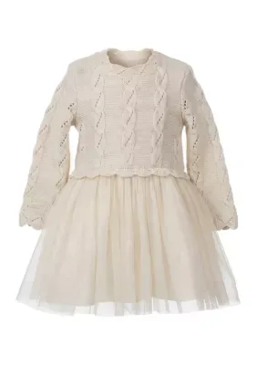 Long Sleeve Sweater Tulle Dress by Bonnie Jean