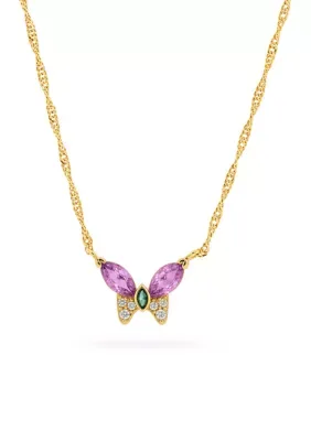 Gold Plated Cubic Zirconia Butterfly Necklace, 18 In by Belk Silverworks