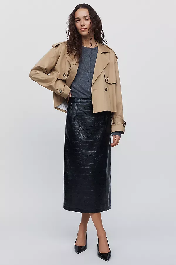 Faux Leather Midi Skirt by Essentiel Antwerp