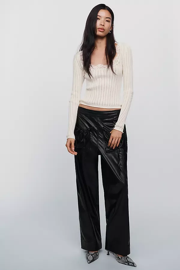 Kimoko Faux Leather Pull on Pants by Woodrose Deli