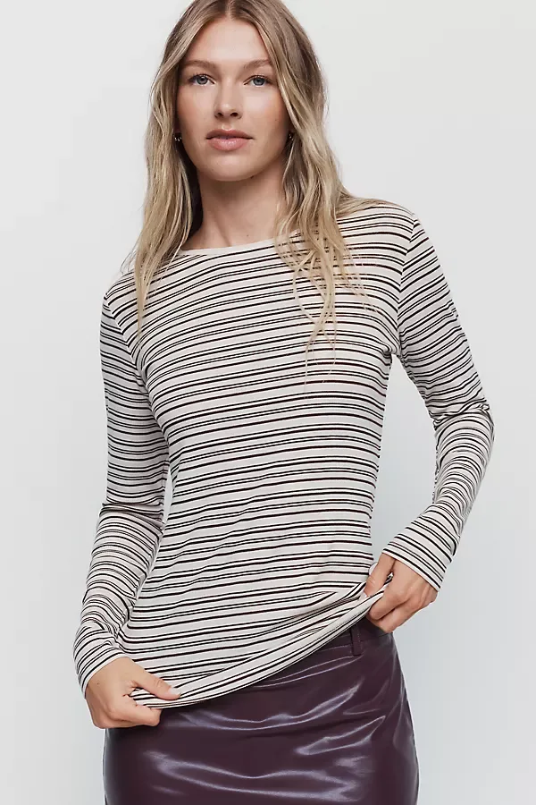 Flyra Wool Blend Striped Crew Neck Top by Second Female