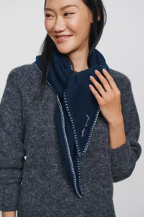 Wool Blend Stitched Triangle Scarf by Favorite Daughter