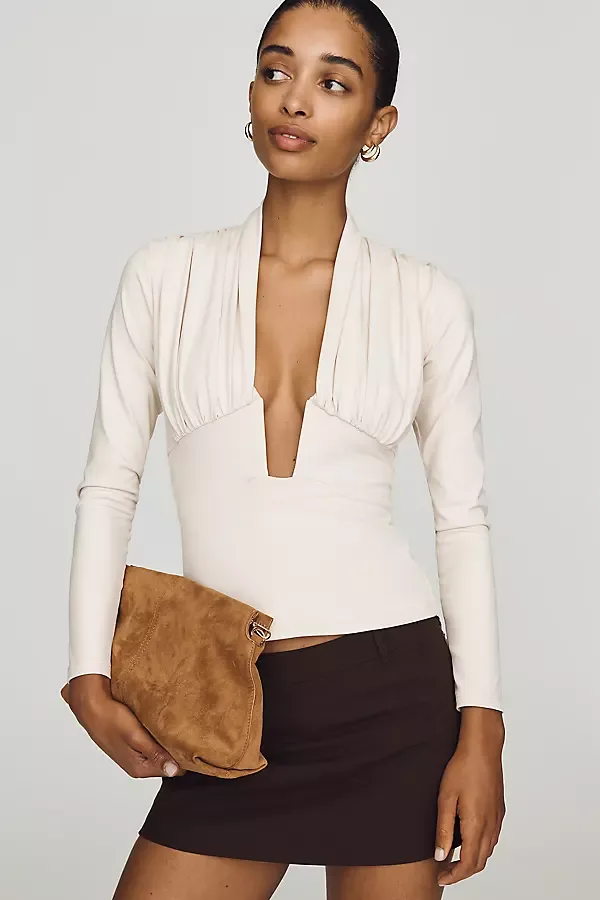 Plunge Shawl Neck Top by Susana Monaco