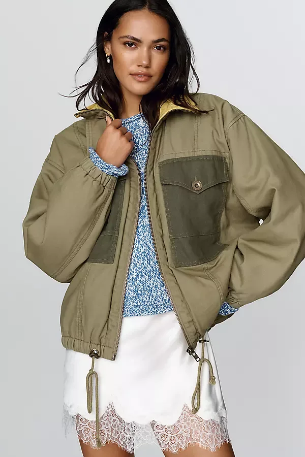 100% Cotton Utility Puffer Jacket by Pilcro