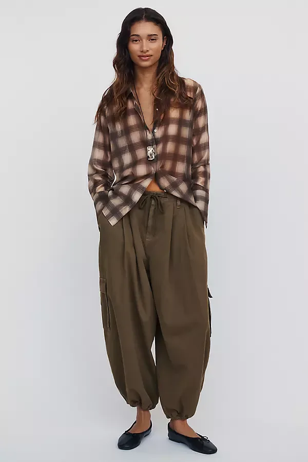 100% Cotton Oversized Balloon Cargo Pants by Anthropologie
