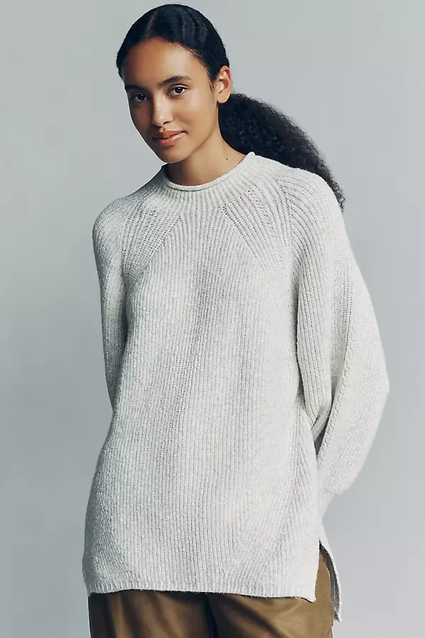 Cotton Wool Blend Ribbed Raglan Sweater by Anthropologie