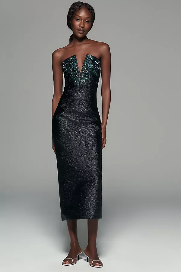 Perla Strapless Midi Dress by Dress the Population