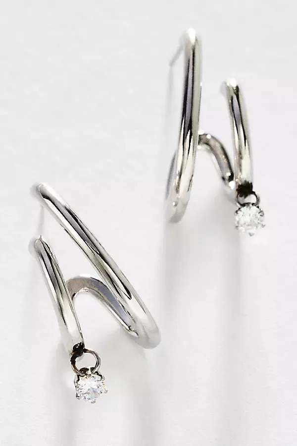 Crystal Double-Hoop Earrings by Anthropologie