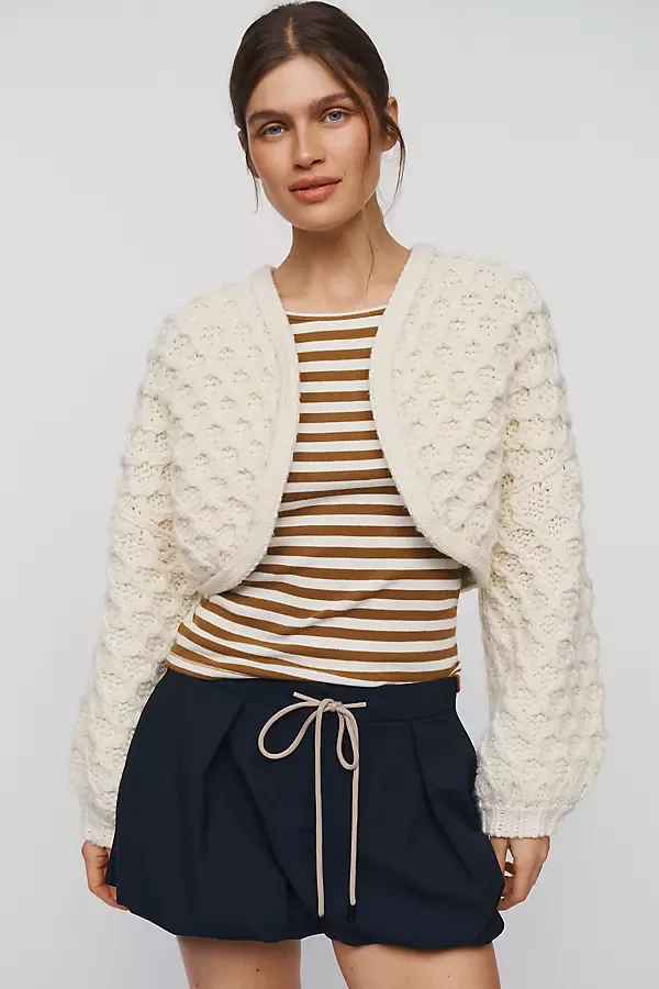 Wool Blend Textured Shrug by Pilcro