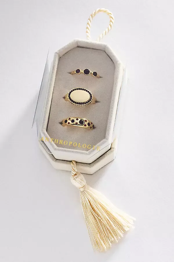 Signet Stacking Rings, Set of 3 by Anthropologie