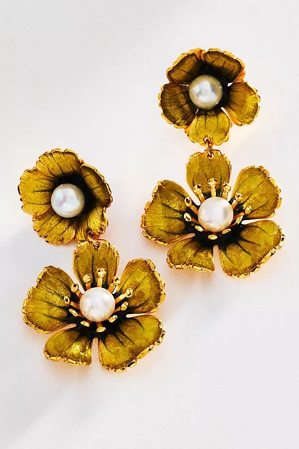 Floral Drop Earrings by The Pink Reef